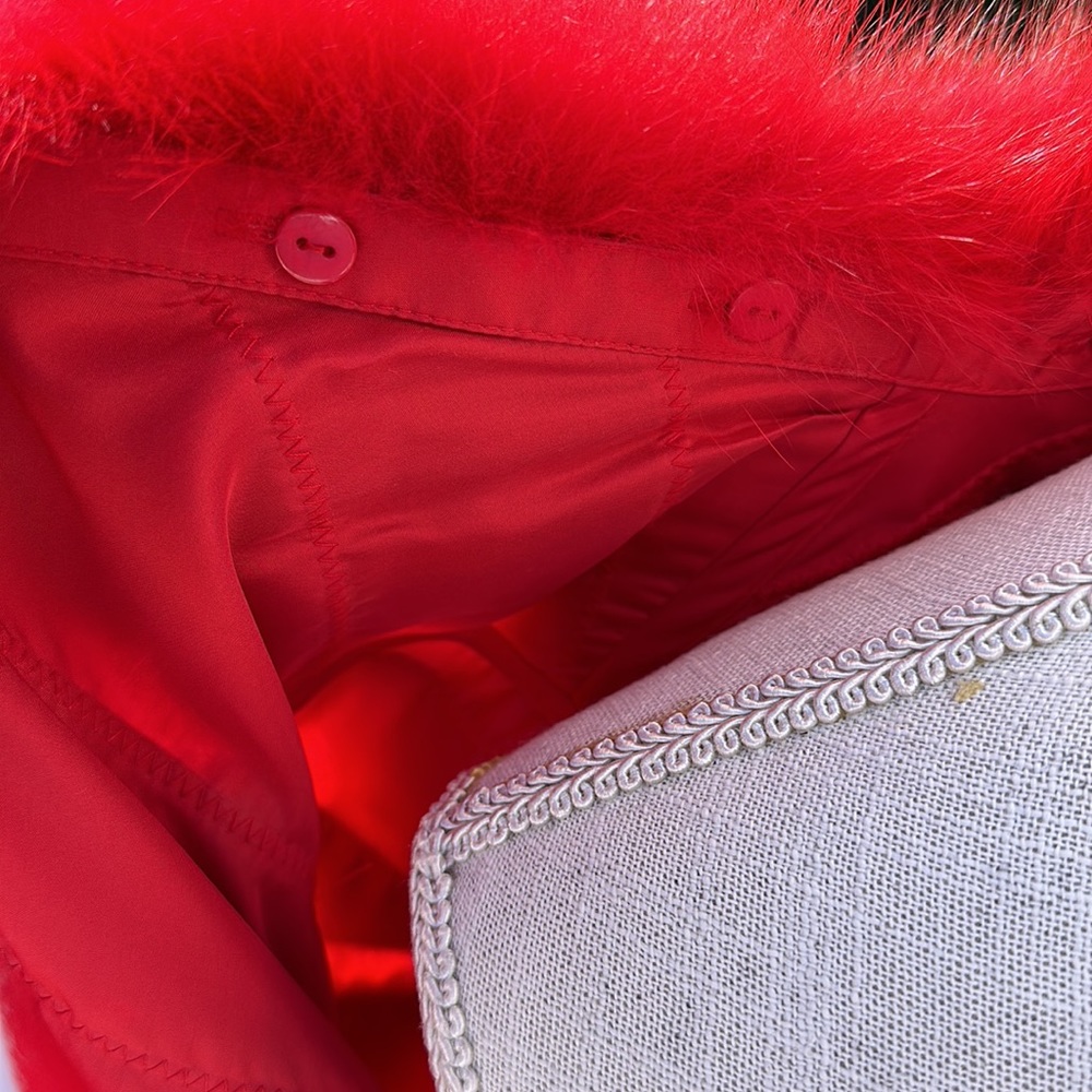 LINDA RICHARDS LUXURY RED SILK AND DYED FOX REVERSIBLE LIGHTWEIGHT COAT … - Picture 8 of 16